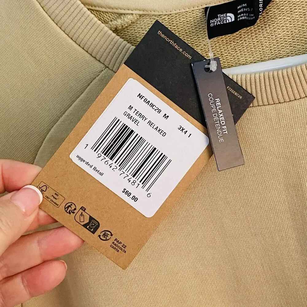 The North Face Shirt Mens Medium Gravel Terry Relaxed Fit Chest Pocket gorpcore